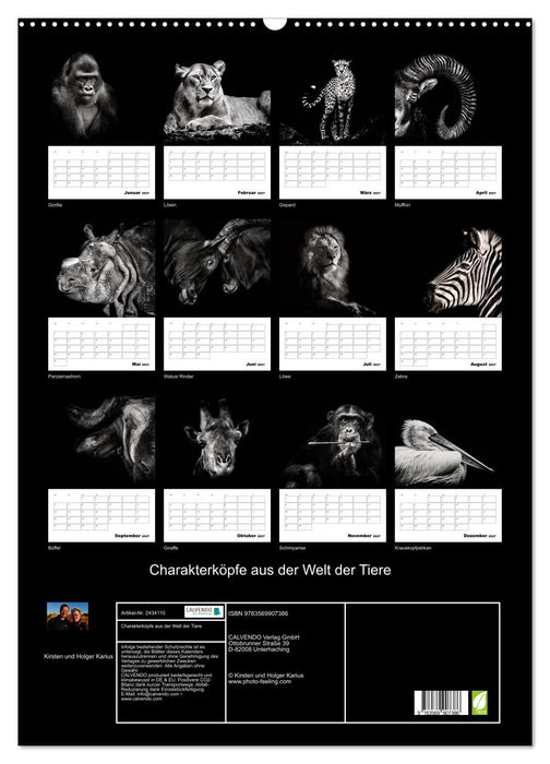 Charakterköpfe aus der Welt der Tiere (CALVENDO Wandkalender 2027)