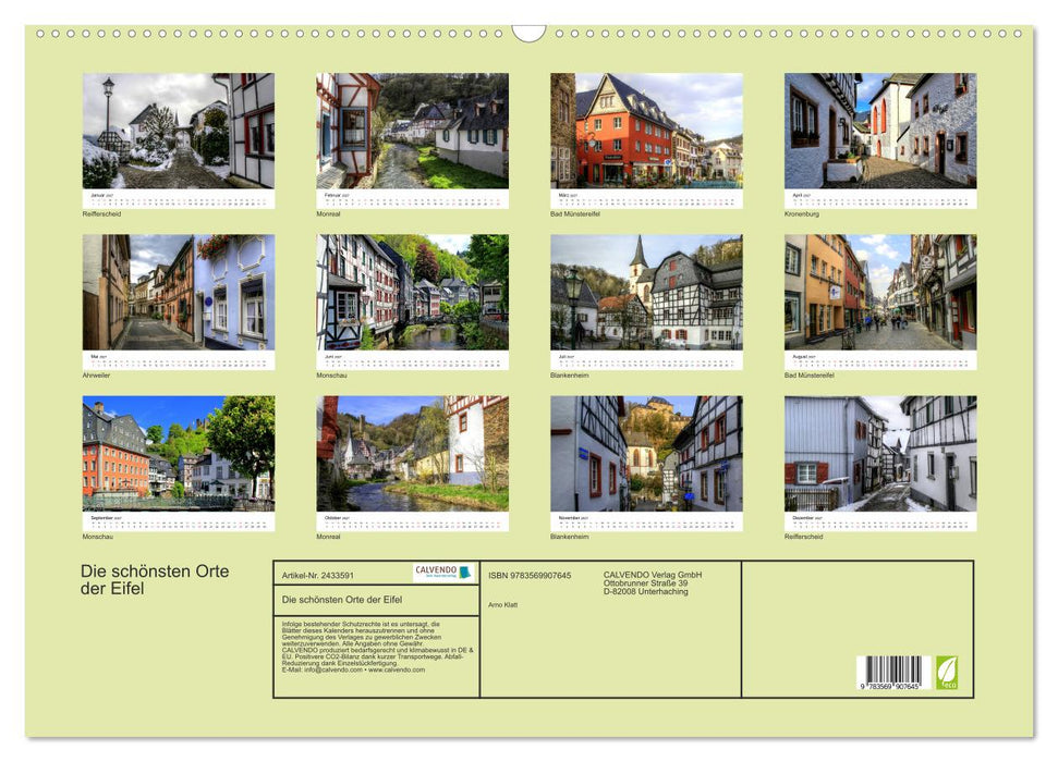 Die schönsten Orte der Eifel (CALVENDO Wandkalender 2027)