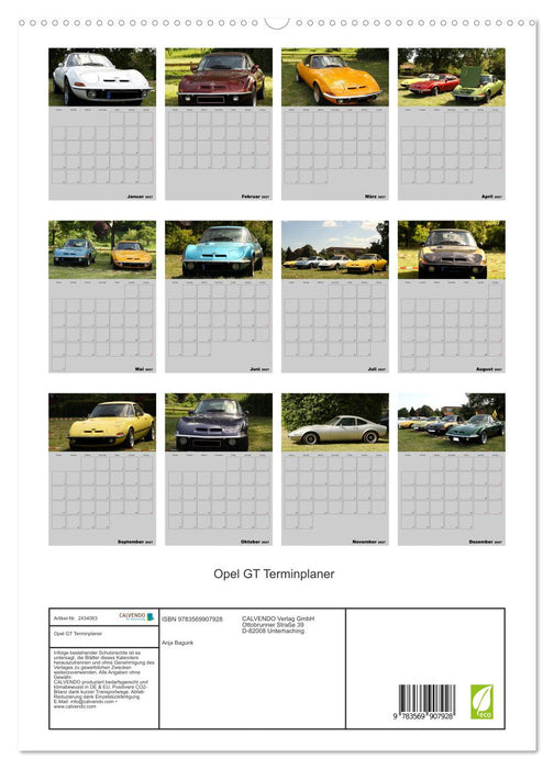 Opel GT Terminplaner (CALVENDO Premium Wandkalender 2027)