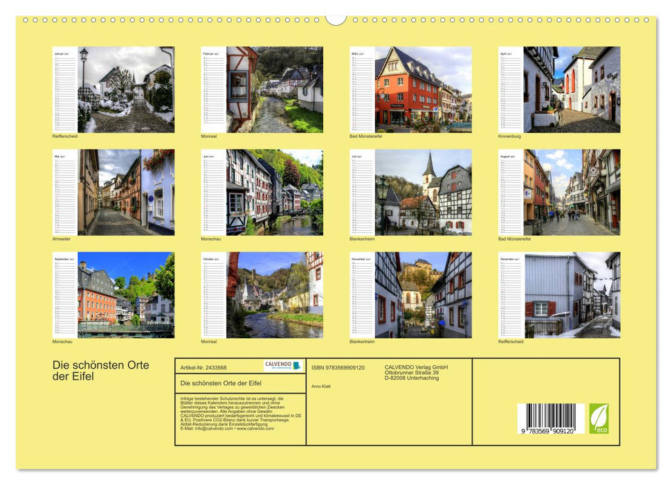 Die schönsten Orte der Eifel (CALVENDO Premium Wandkalender 2027)