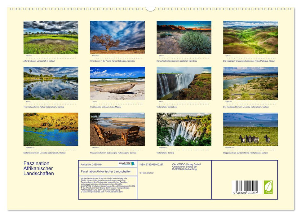 Faszination Afrikanischer Landschaften (CALVENDO Premium Wandkalender 2027)