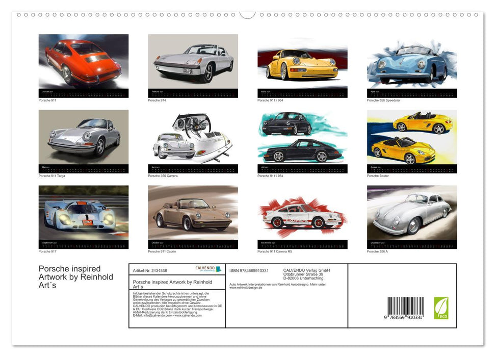 Porsche inspired Artwork by Reinhold Art´s (CALVENDO Wandkalender 2027)