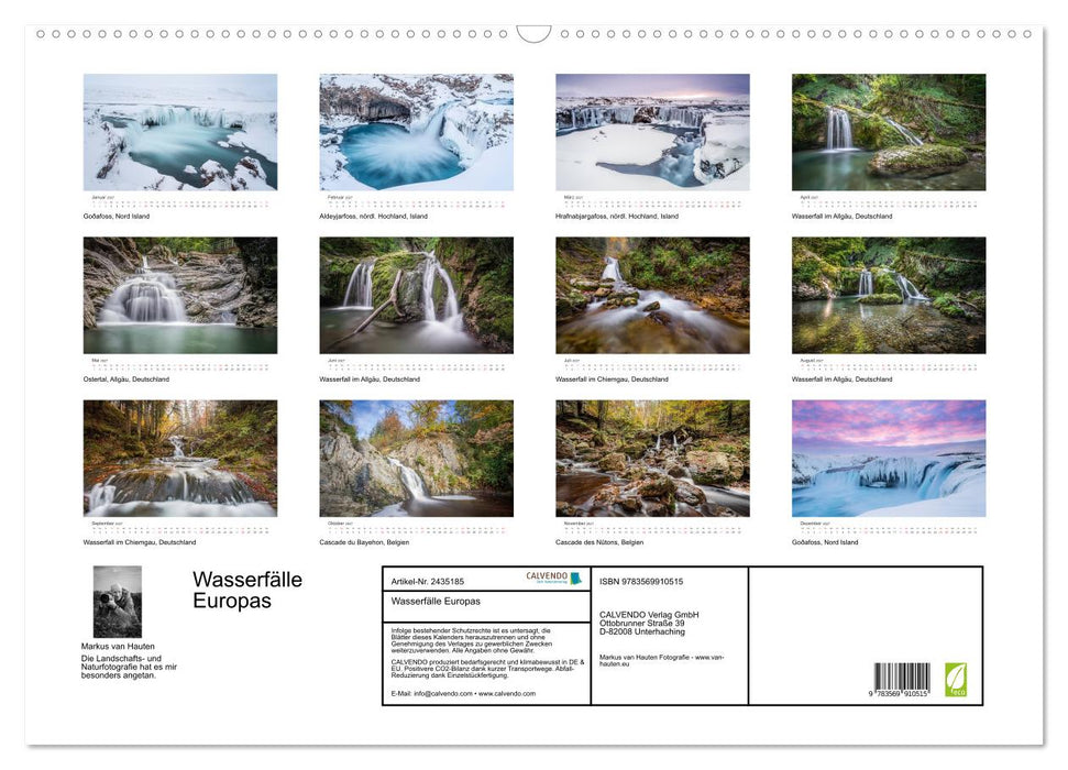 Wasserfälle Europas (CALVENDO Wandkalender 2027)