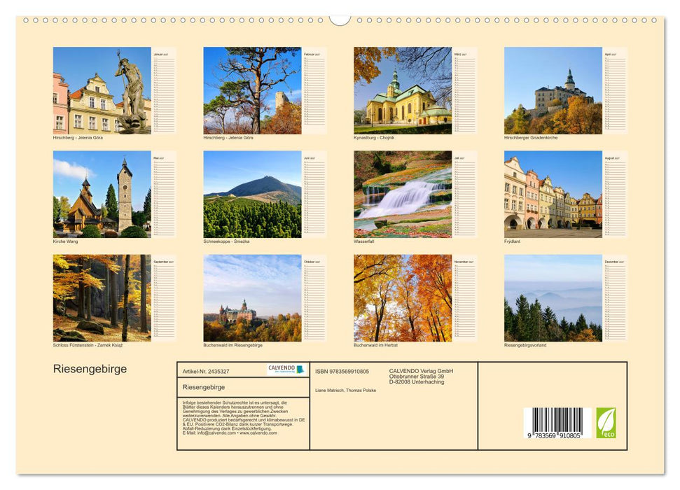Riesengebirge (CALVENDO Premium Wandkalender 2027)