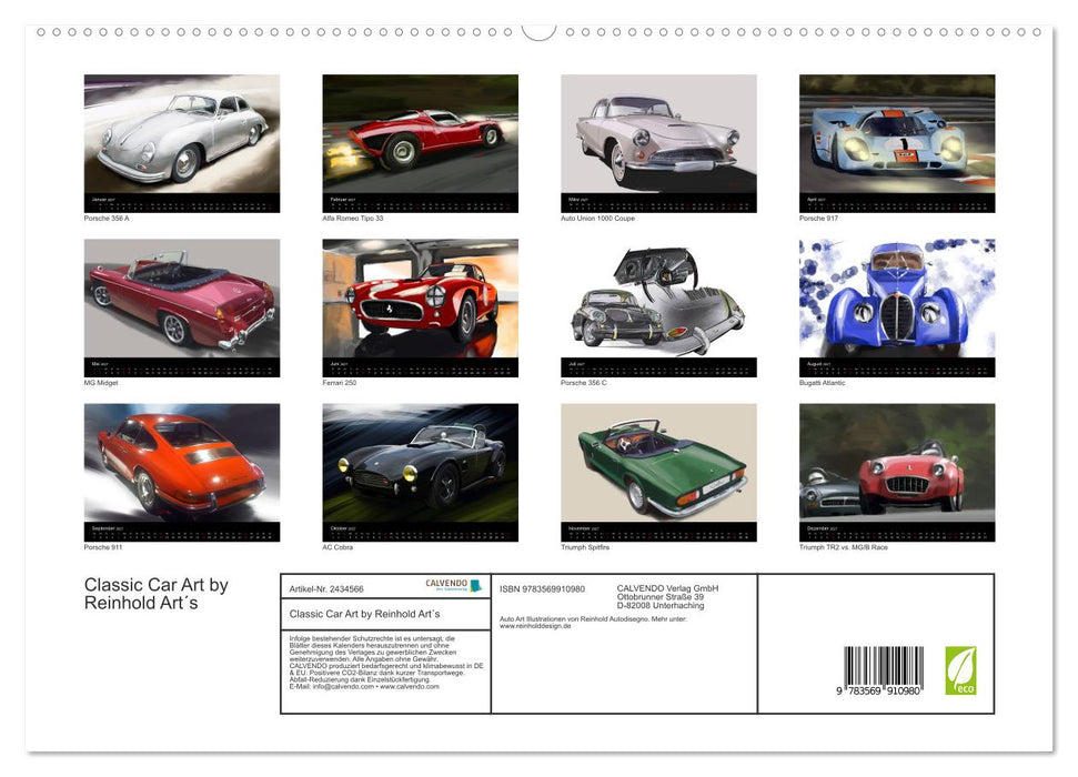 Classic Car Art by Reinhold Art´s (CALVENDO Premium Wandkalender 2027)