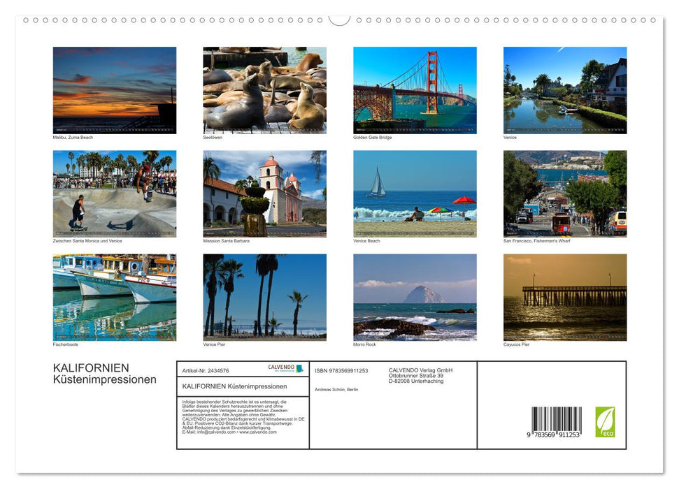 KALIFORNIEN Küstenimpressionen (CALVENDO Premium Wandkalender 2027)