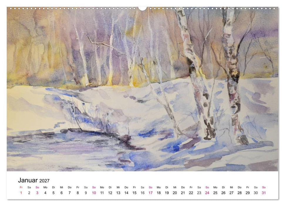 Mit Aquarellen durch das Jahr (CALVENDO Premium Wandkalender 2027)