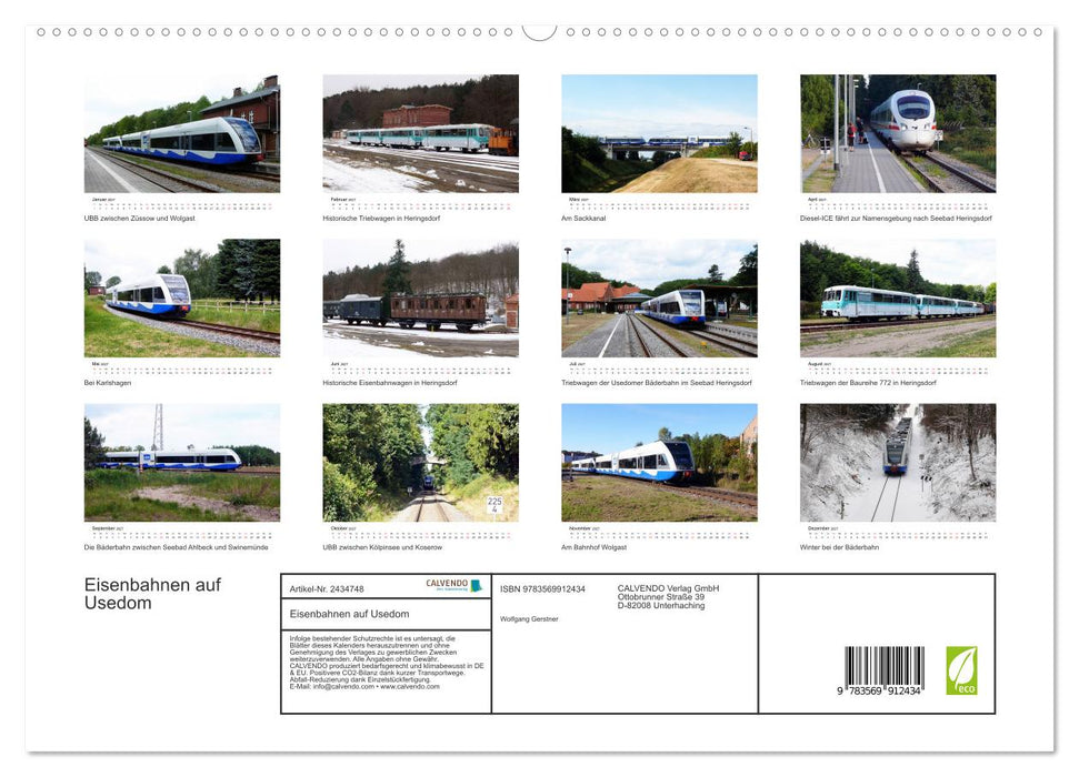 Eisenbahnen auf Usedom (CALVENDO Premium Wandkalender 2027)