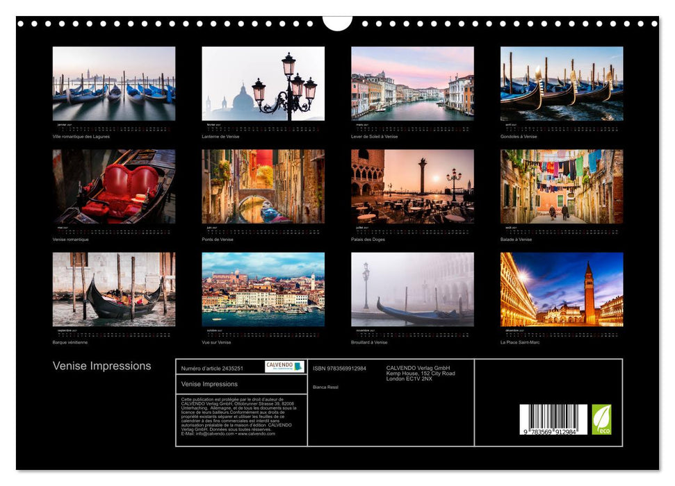 Venise Impressions (CALVENDO Calendrier mensuel 2027)