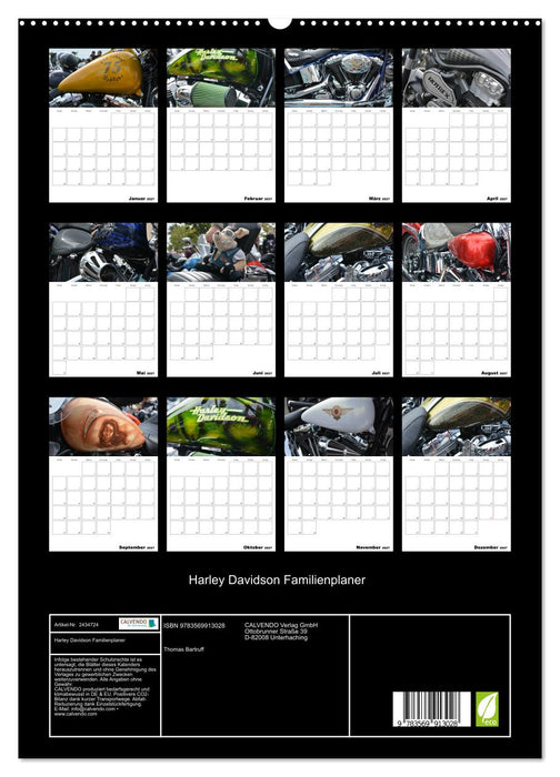 Harley Davidson Familienplaner (CALVENDO Premium Wandkalender 2027)