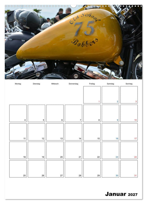 Harley Davidson Familienplaner (CALVENDO Premium Wandkalender 2027)