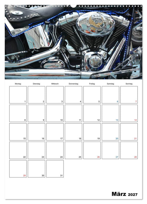 Harley Davidson Familienplaner (CALVENDO Premium Wandkalender 2027)