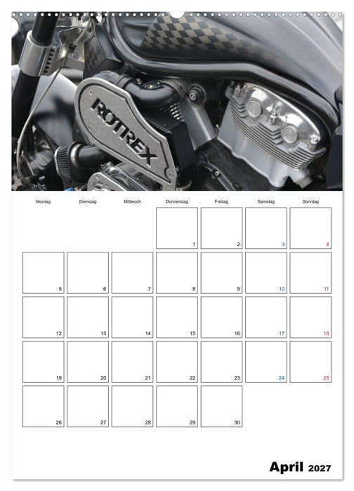 Harley Davidson Familienplaner (CALVENDO Premium Wandkalender 2027)