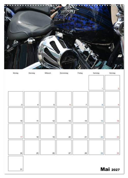 Harley Davidson Familienplaner (CALVENDO Premium Wandkalender 2027)