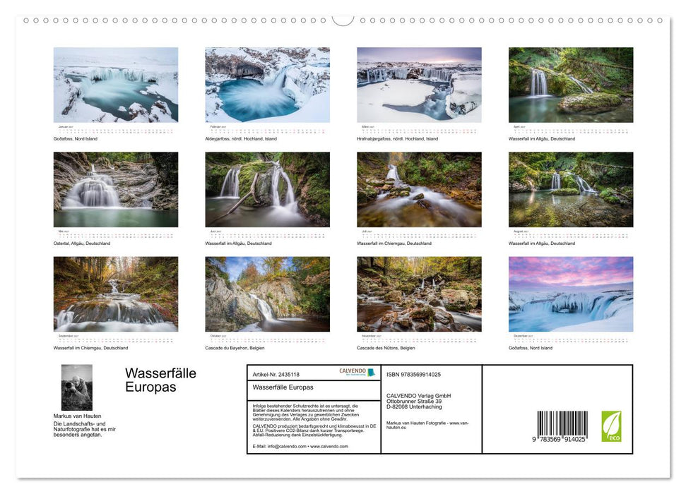 Wasserfälle Europas (CALVENDO Premium Wandkalender 2027)