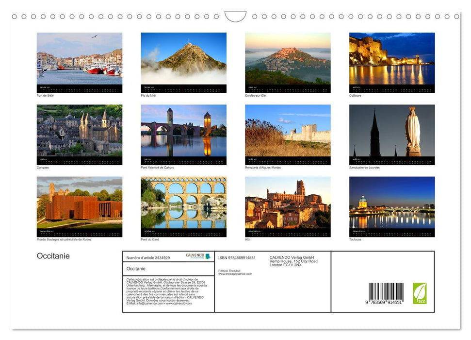 Occitanie (CALVENDO Calendrier mensuel 2027)