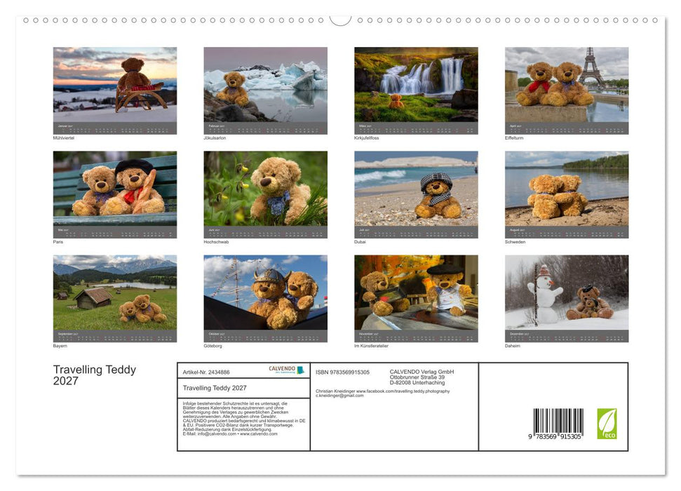 Travelling Teddy 2027 (CALVENDO Premium Wandkalender 2027)