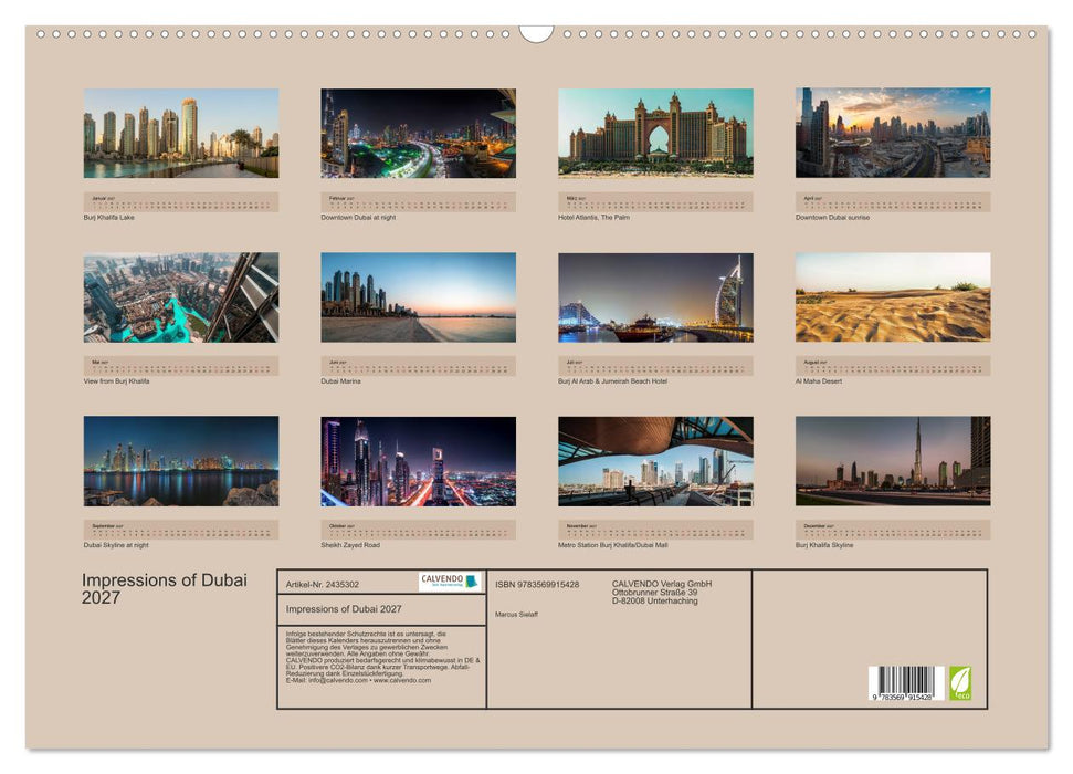 Impressions of Dubai 2027 (CALVENDO Wandkalender 2027)