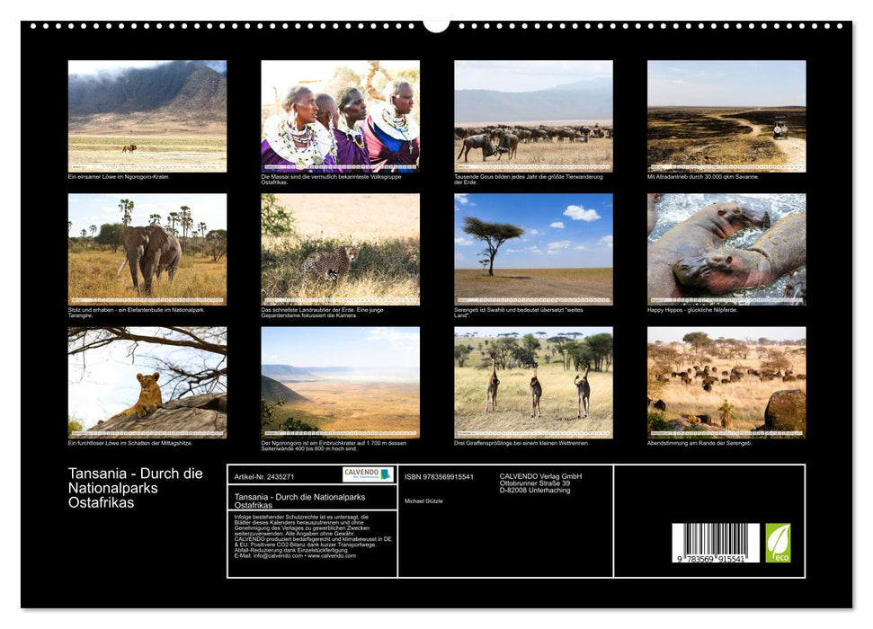 Tansania - Durch die Nationalparks Ostafrikas (CALVENDO Premium Wandkalender 2027)