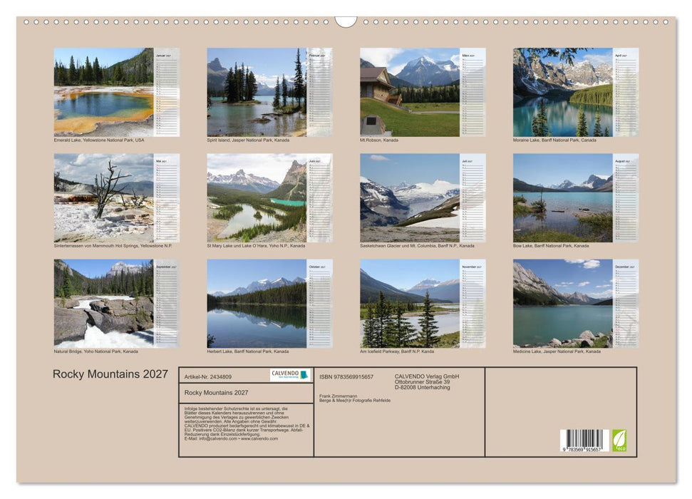 Rocky Mountains 2027 (CALVENDO Wandkalender 2027)