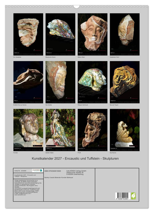 Kunstkalender 2027 - Encaustic und Tuffstein - Skulpturen (CALVENDO Wandkalender 2027)