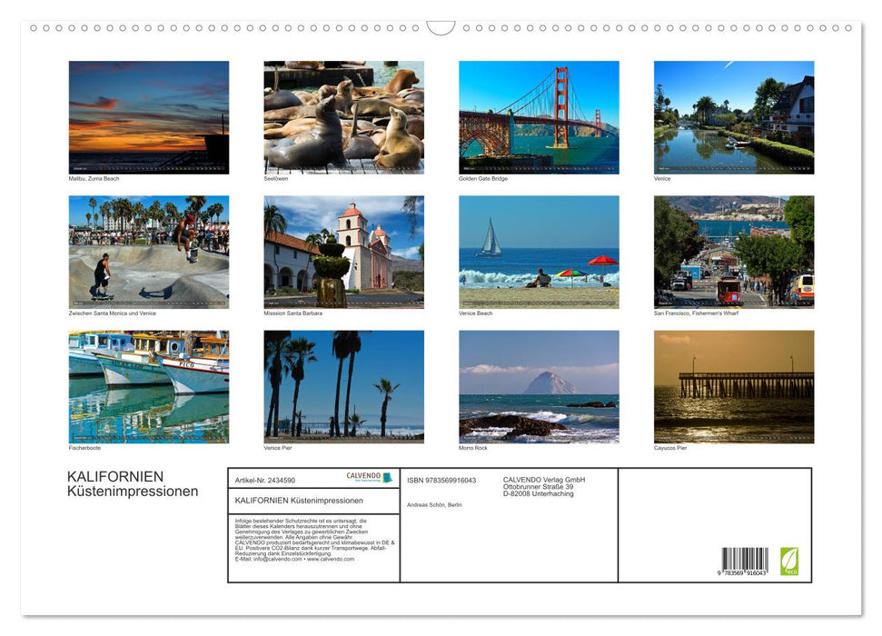 KALIFORNIEN Küstenimpressionen (CALVENDO Wandkalender 2027)