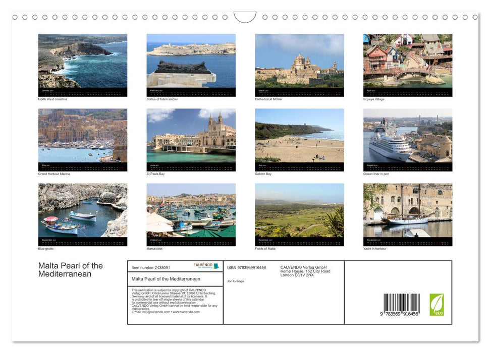 Malta Pearl of the Mediterranean (CALVENDO Monthly Calendar 2027)