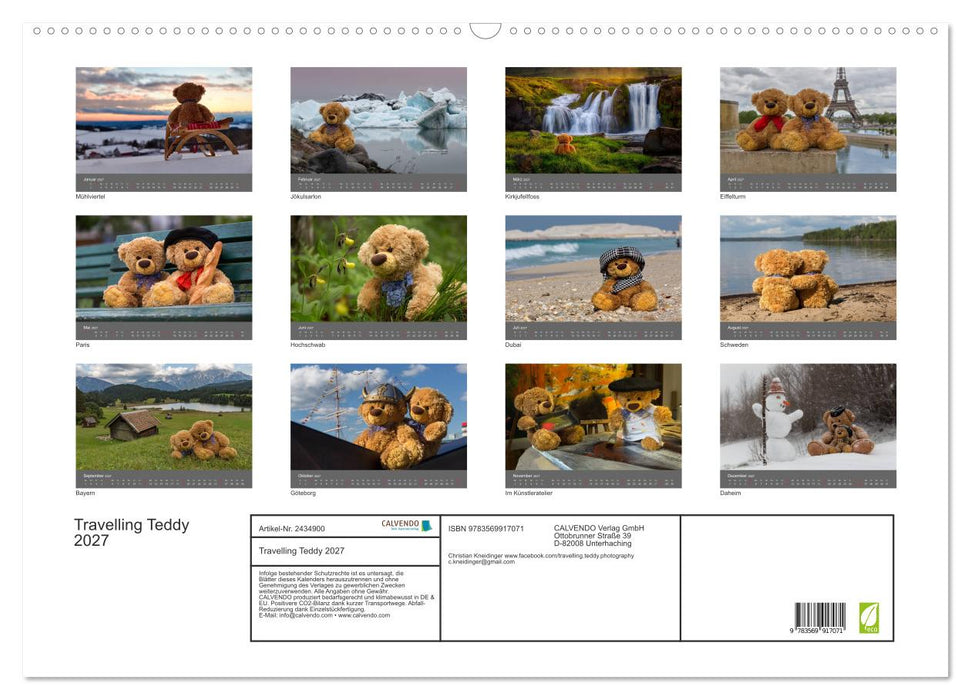 Travelling Teddy 2027 (CALVENDO Wandkalender 2027)