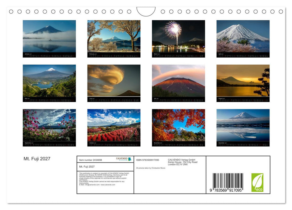 Mt. Fuji 2027 (CALVENDO Monthly Calendar 2027)