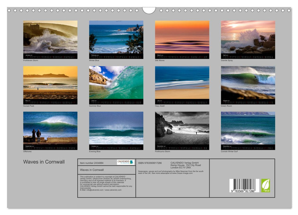 Waves in Cornwall (CALVENDO Monthly Calendar 2027)