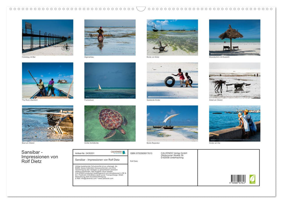 Sansibar - Impressionen von Rolf Dietz (CALVENDO Wandkalender 2027)