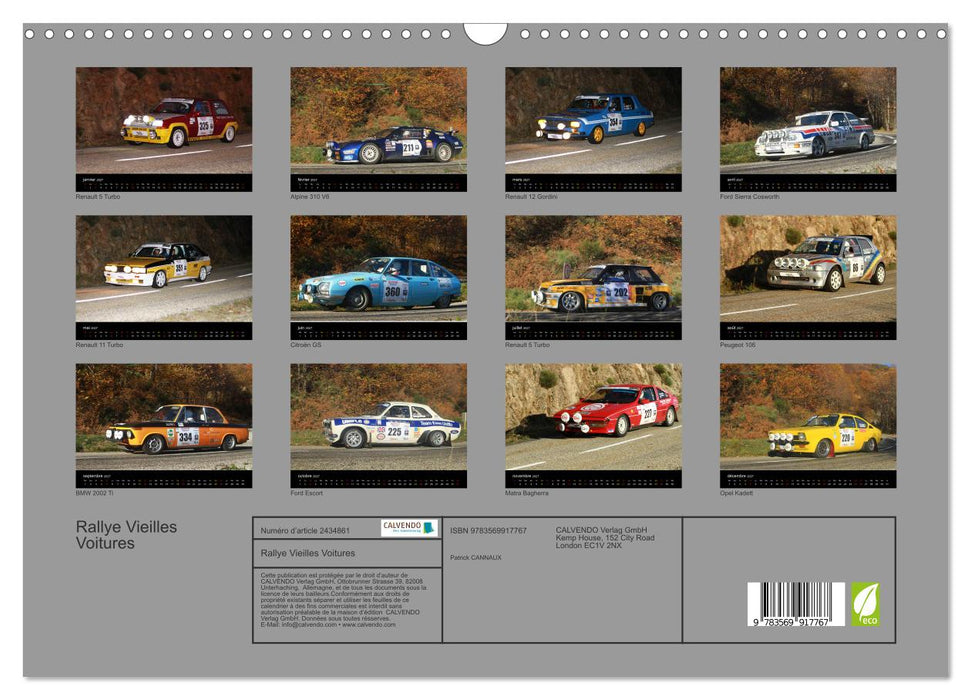 Rallye Vieilles Voitures (CALVENDO Calendrier mensuel 2027)
