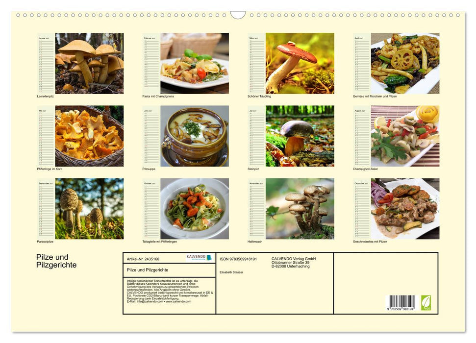 Pilze und Pilzgerichte (CALVENDO Wandkalender 2027)