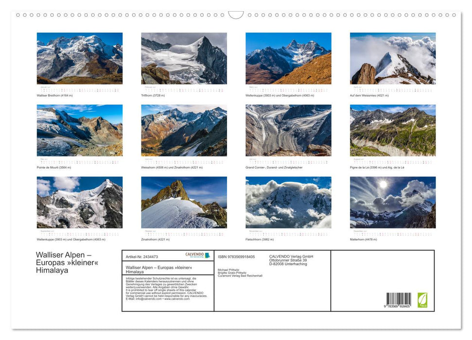 Walliser Alpen – Europas »kleiner« Himalaya (CALVENDO Wandkalender 2027)