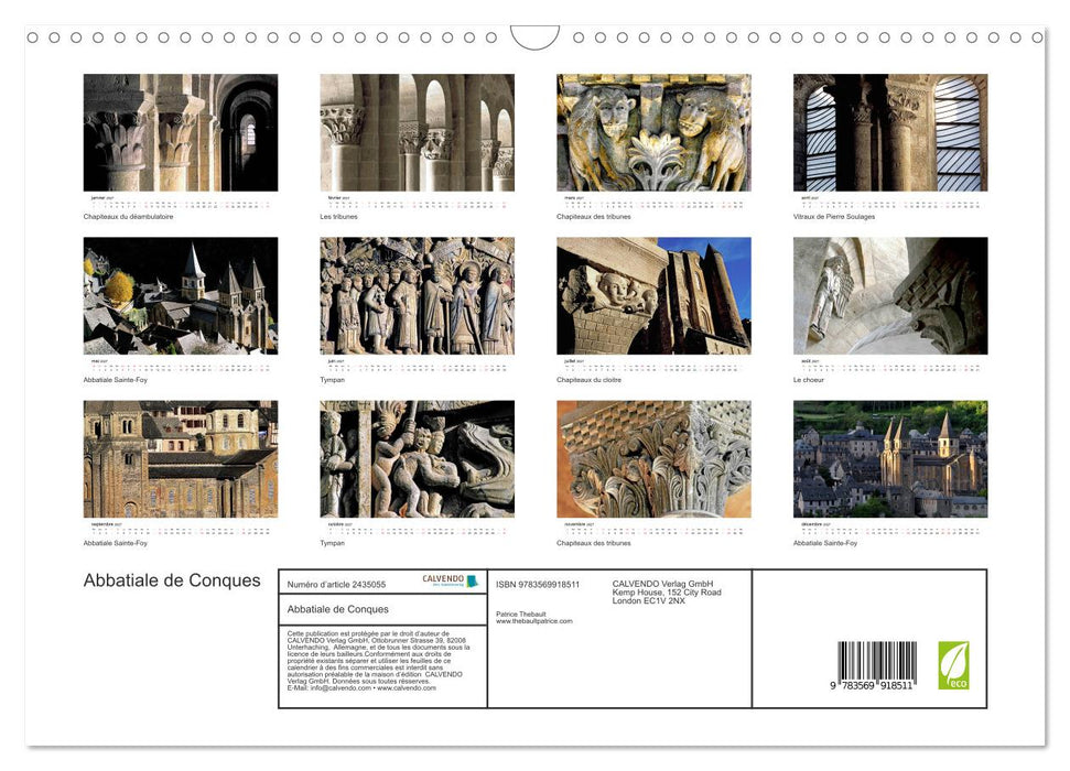 Abbatiale de Conques (CALVENDO Calendrier mensuel 2027)