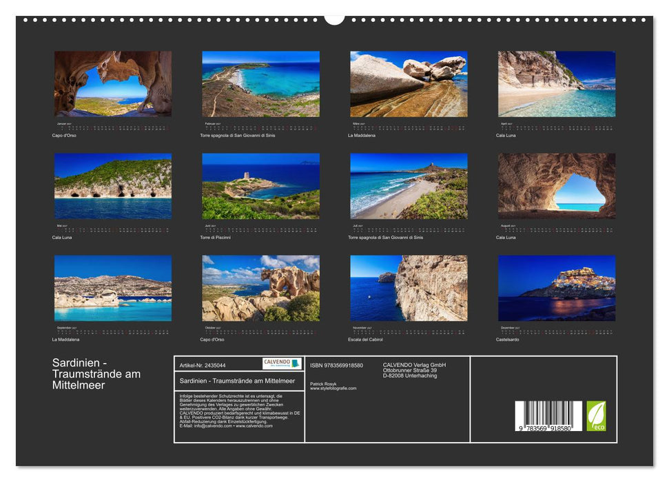 Sardinien - Traumstrände am Mittelmeer (CALVENDO Premium Wandkalender 2027)