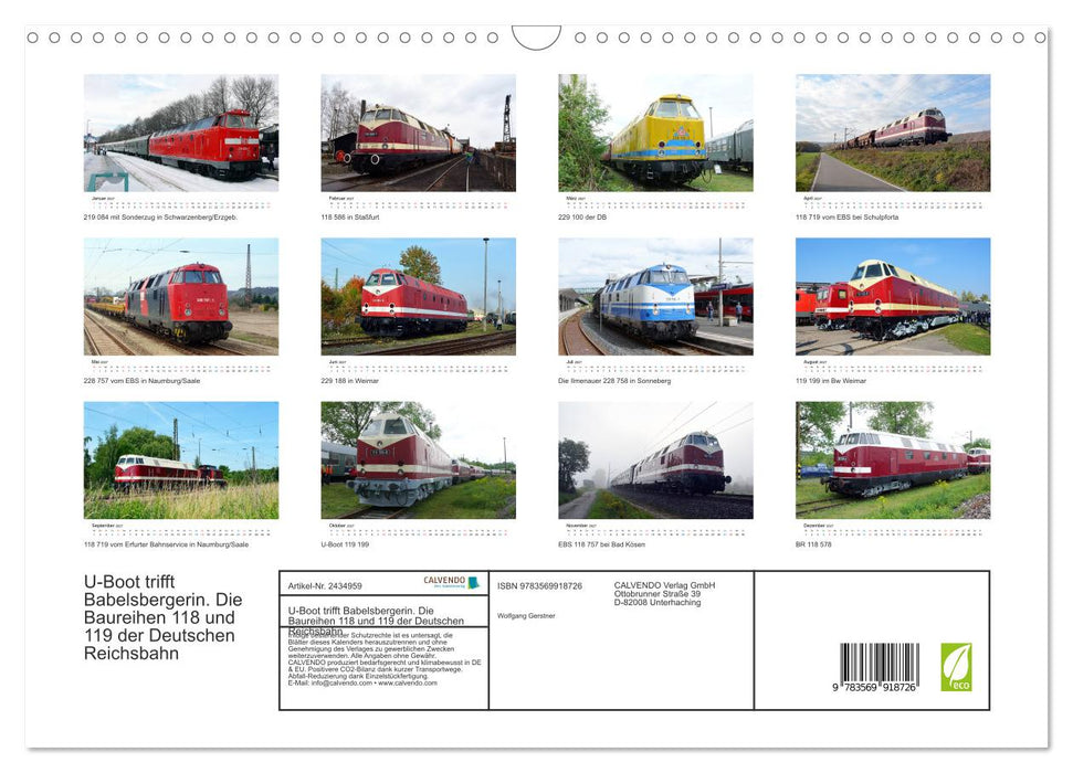 U-Boot trifft Babelsbergerin. Die Baureihen 118 und 119 der Deutschen Reichsbahn (CALVENDO Wandkalender 2027)