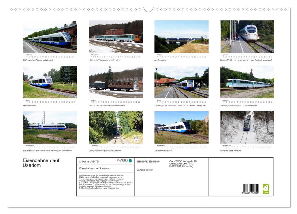 Eisenbahnen auf Usedom (CALVENDO Wandkalender 2027)
