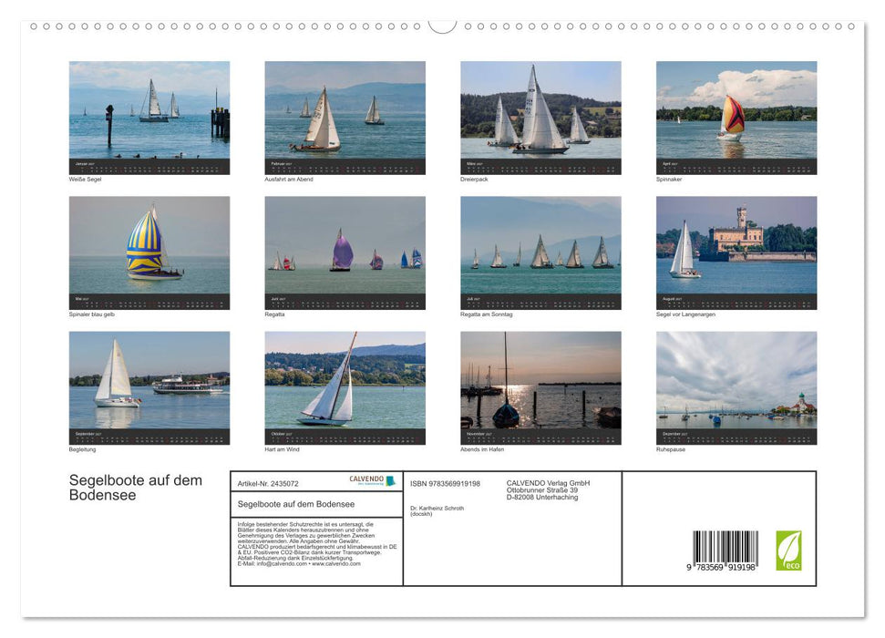 Segelboote auf dem Bodensee (CALVENDO Premium Wandkalender 2027)
