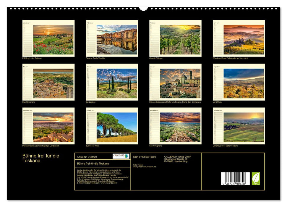 Bühne frei für die Toskana (CALVENDO Premium Wandkalender 2027)