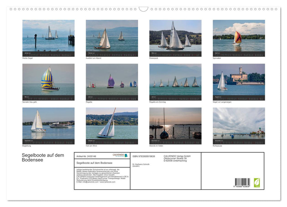 Segelboote auf dem Bodensee (CALVENDO Wandkalender 2027)