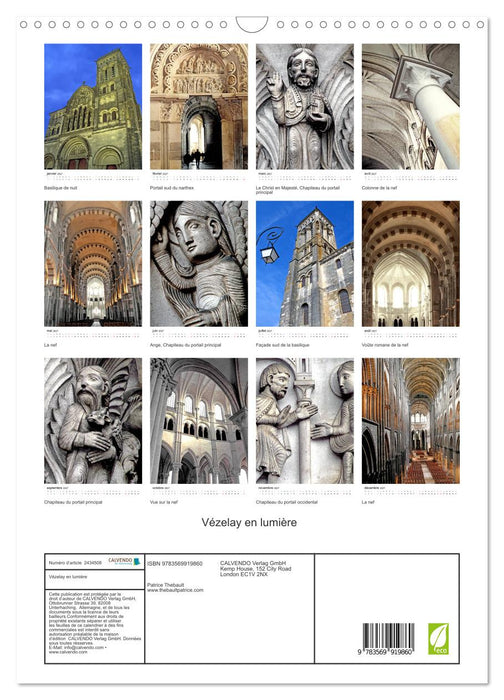 Vézelay en lumière (CALVENDO Calendrier mensuel 2027)