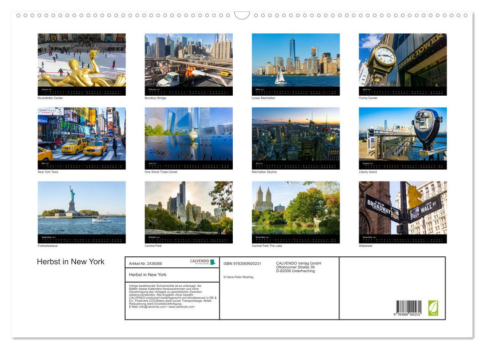 Herbst in New York (CALVENDO Wandkalender 2027)