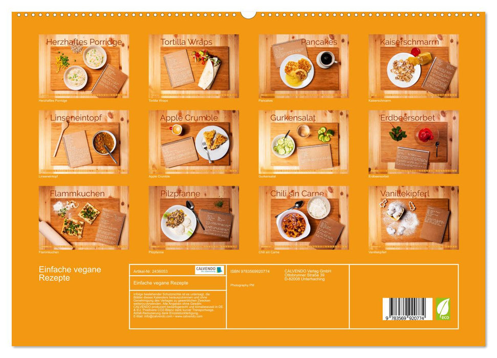 Einfache vegane Rezepte (CALVENDO Premium Wandkalender 2027)