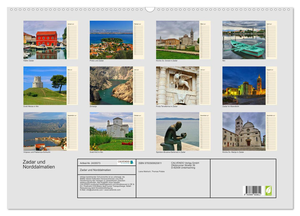 Zadar und Norddalmatien (CALVENDO Wandkalender 2027)