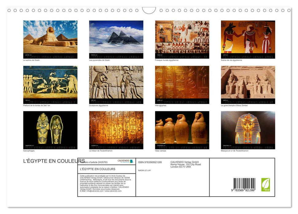 L'ÉGYPTE EN COULEURS (CALVENDO Calendrier mensuel 2027)