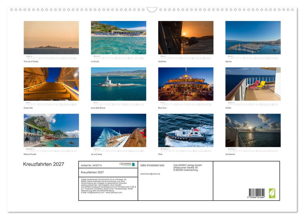 Kreuzfahrten 2027 (CALVENDO Wandkalender 2027)