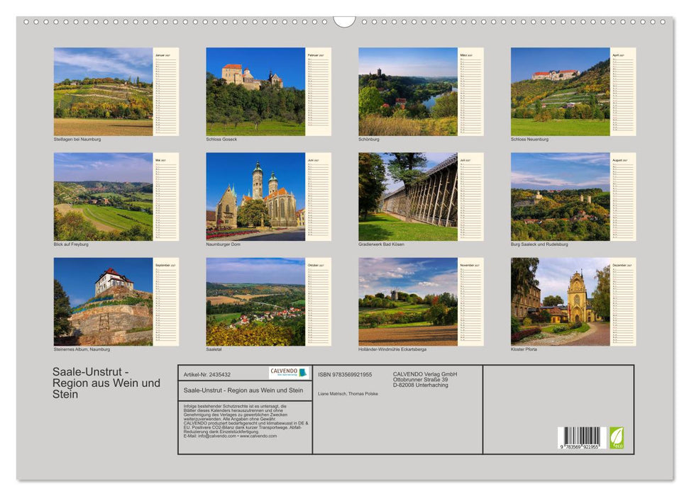 Saale-Unstrut - Region aus Wein und Stein (CALVENDO Wandkalender 2027)