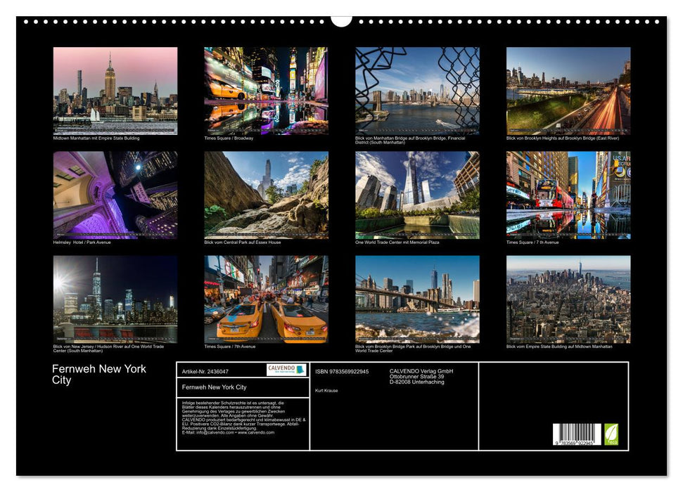 Fernweh New York City (CALVENDO Wandkalender 2027)