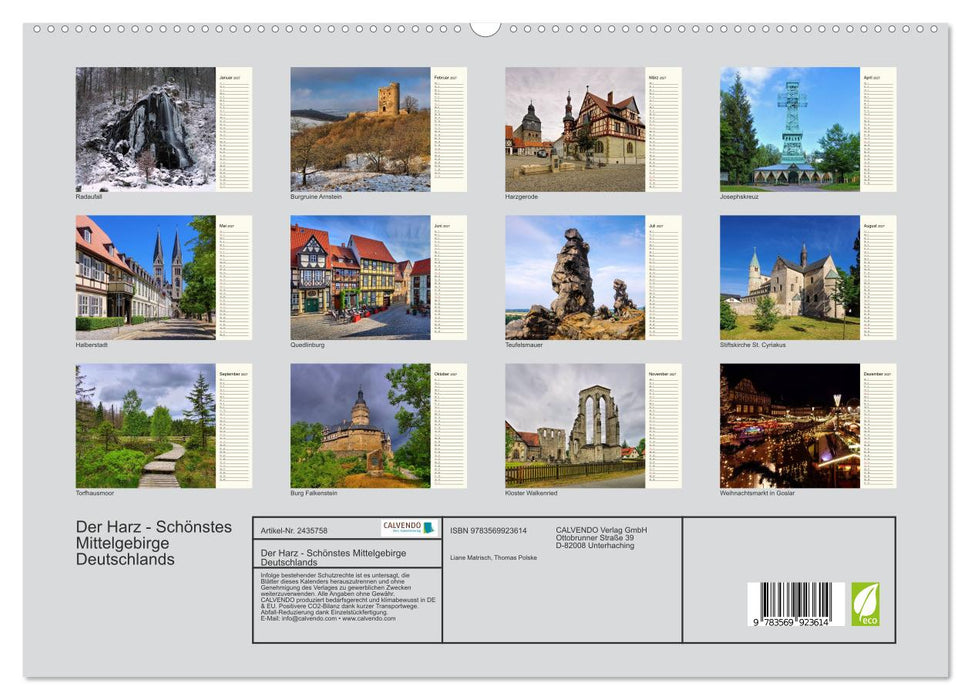 Der Harz - Schönstes Mittelgebirge Deutschlands (CALVENDO Premium Wandkalender 2027)